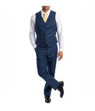 Men's Modern Fit Suits Three Piece Two Button Notch Lapel Suit Indigo Blue