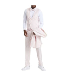 Men's One Button Polka Dot Suit With Matching Vest, Pants, & Bowtie Pink