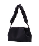 Criss Puffed Braided Strap Shoulder Bag Black