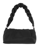 Criss Puffed Braided Strap Shoulder Bag Black