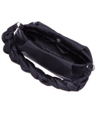 Criss Puffed Braided Strap Shoulder Bag Black