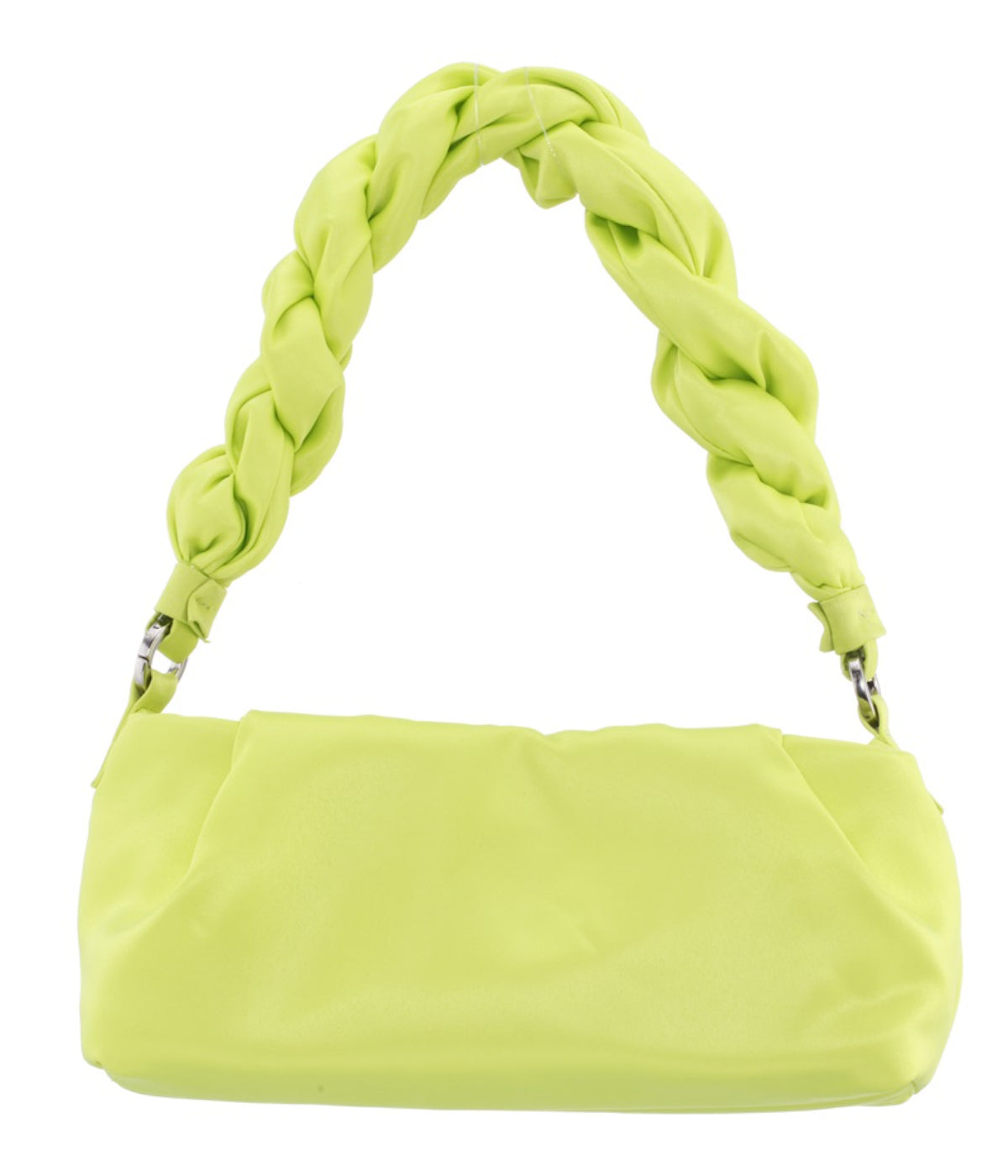 Criss Puffed Braided Strap Shoulder Bag Lemon