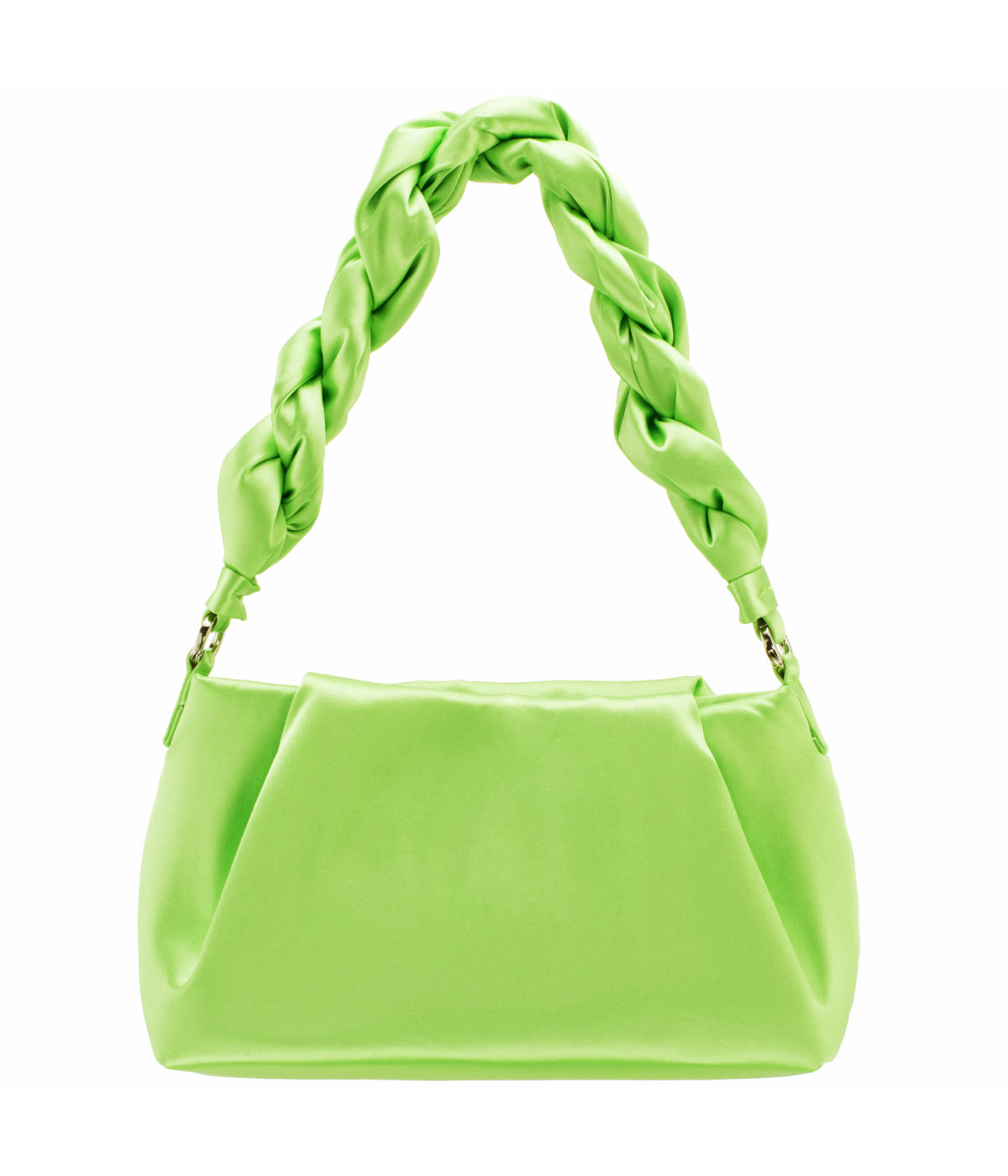 Criss Puffed Braided Strap Shoulder Bag Lime