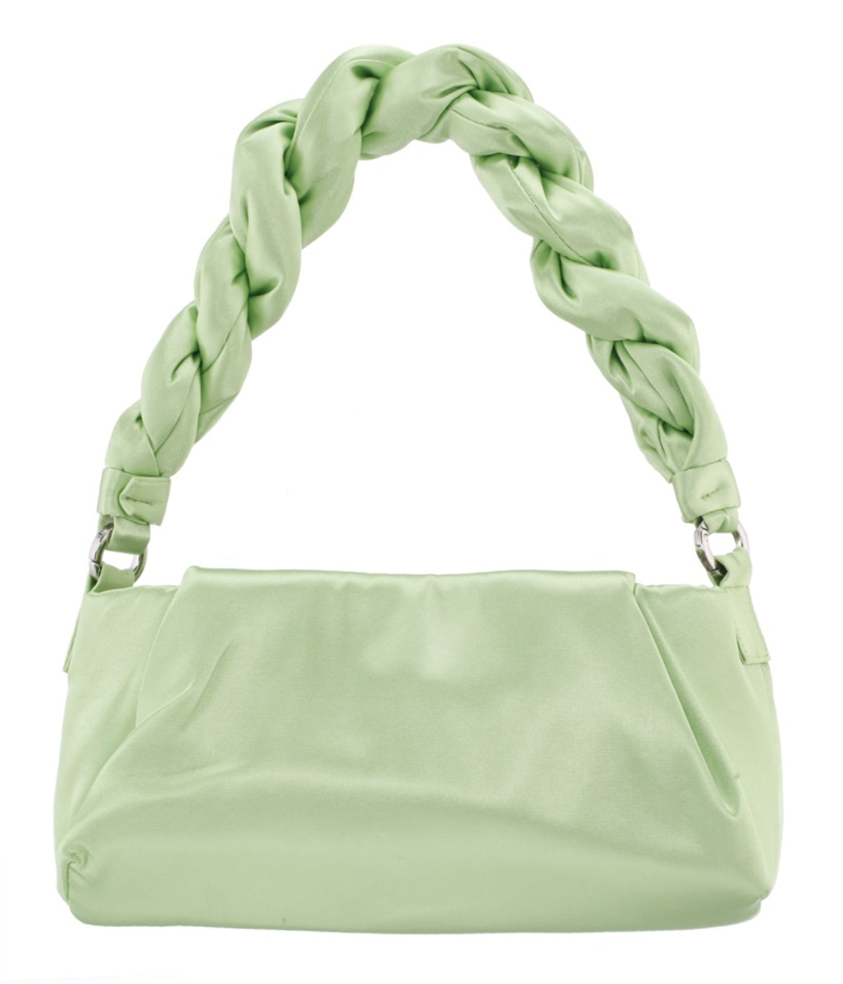 Criss Puffed Braided Strap Shoulder Bag Lime