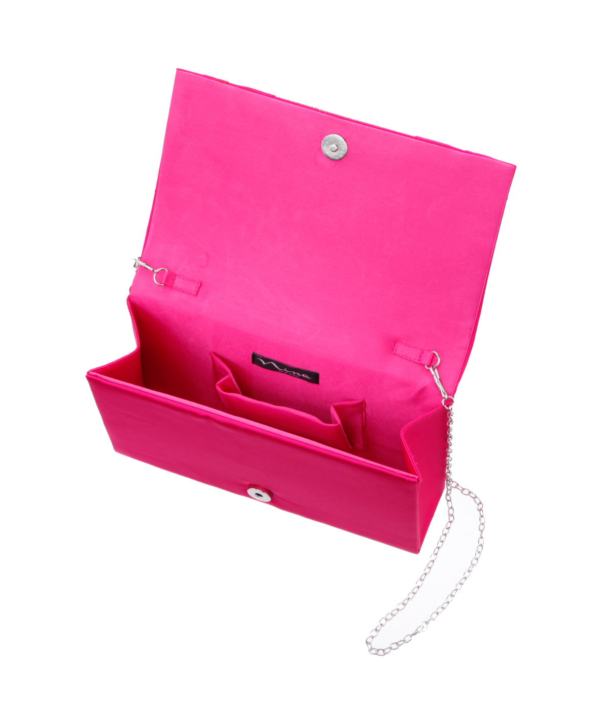 Elleme Pleated Flap Clutch With Crystal Inset Fantasy Pink