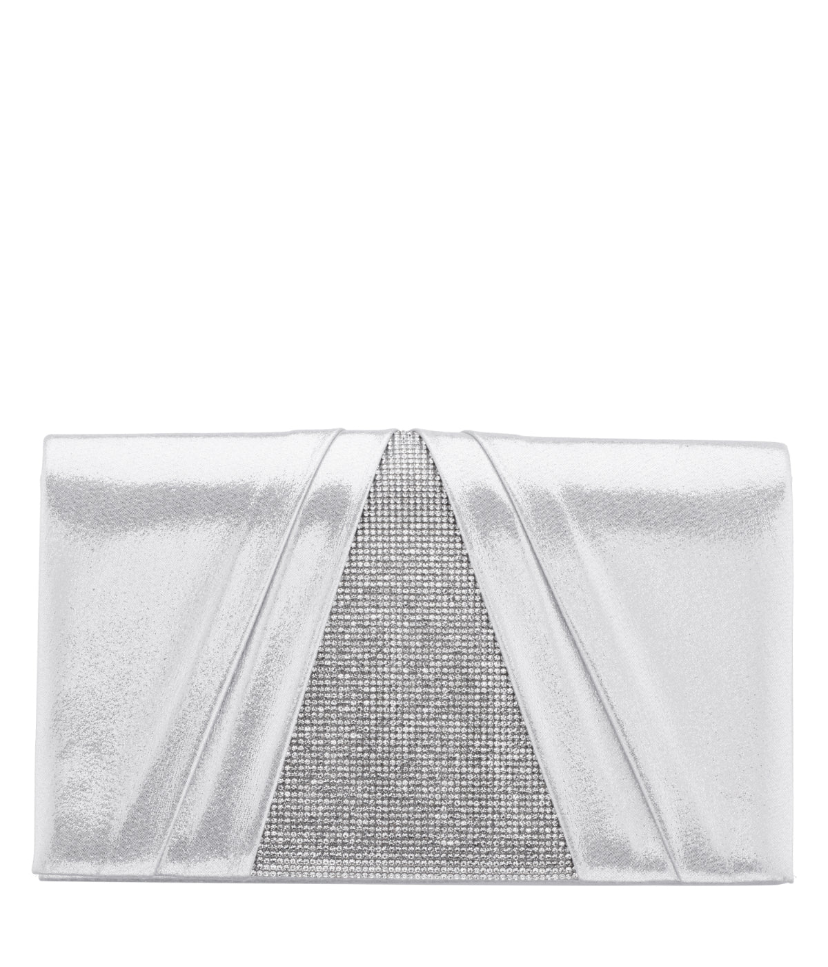 Elleme Pleated Flap Clutch With Crystal Inset True Silver