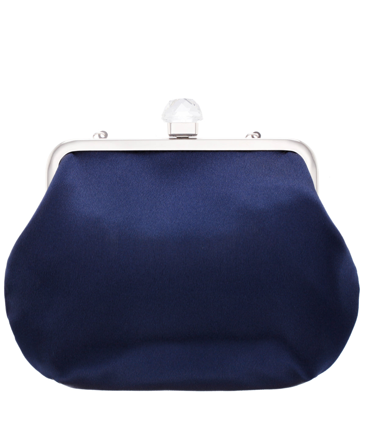 Gillis Pleated Frame Satchel With Crystal Clasp Navy