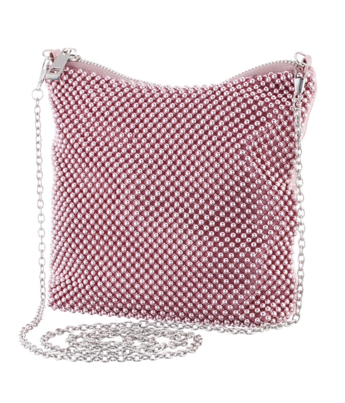 Lony Beaded Mesh Crossbody Bag Rose Mist Ab