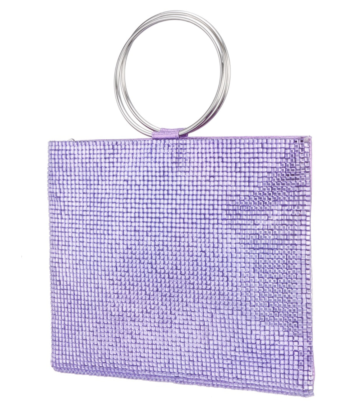 Sadia Squares Crystal Double Ring Tote Royal Lilac