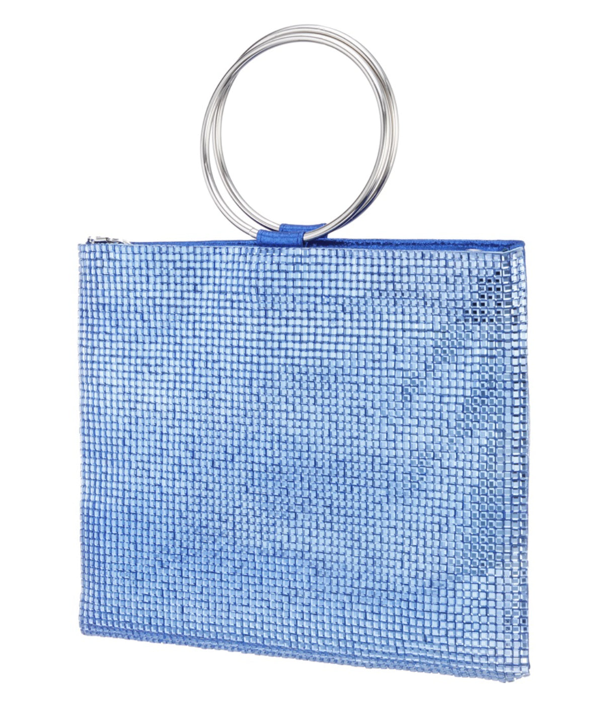 Sadia Squares Crystal Double Ring Tote Sky Blue