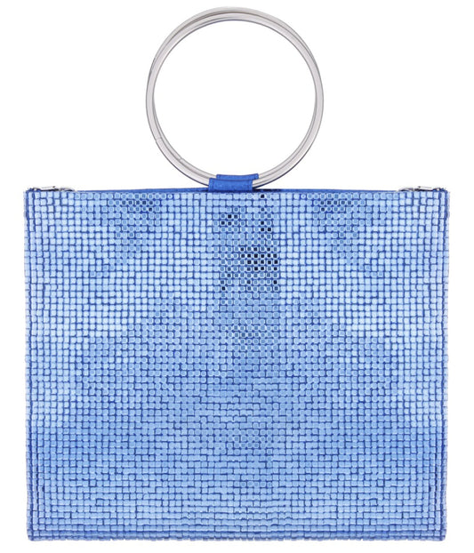 Sadia Squares Crystal Double Ring Tote Sky Blue