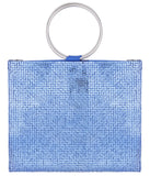 Sadia Squares Crystal Double Ring Tote Sky Blue