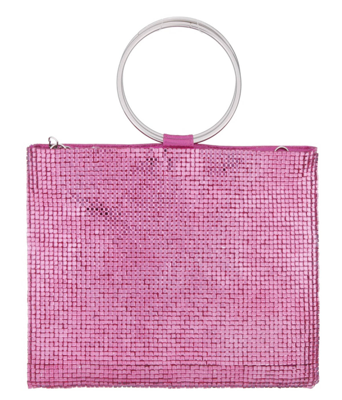 Sadia Squares Crystal Double Ring Tote Ultra Pink