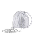 Zeny All Over Crystal Drawstring Bag Silver