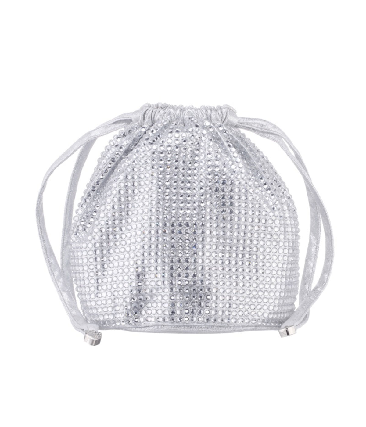 Zeny All Over Crystal Drawstring Bag Silver