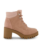 Marika Hiker Block Heel Moto Boot Tan