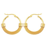 Half Mesh Hoop Linked Earrings