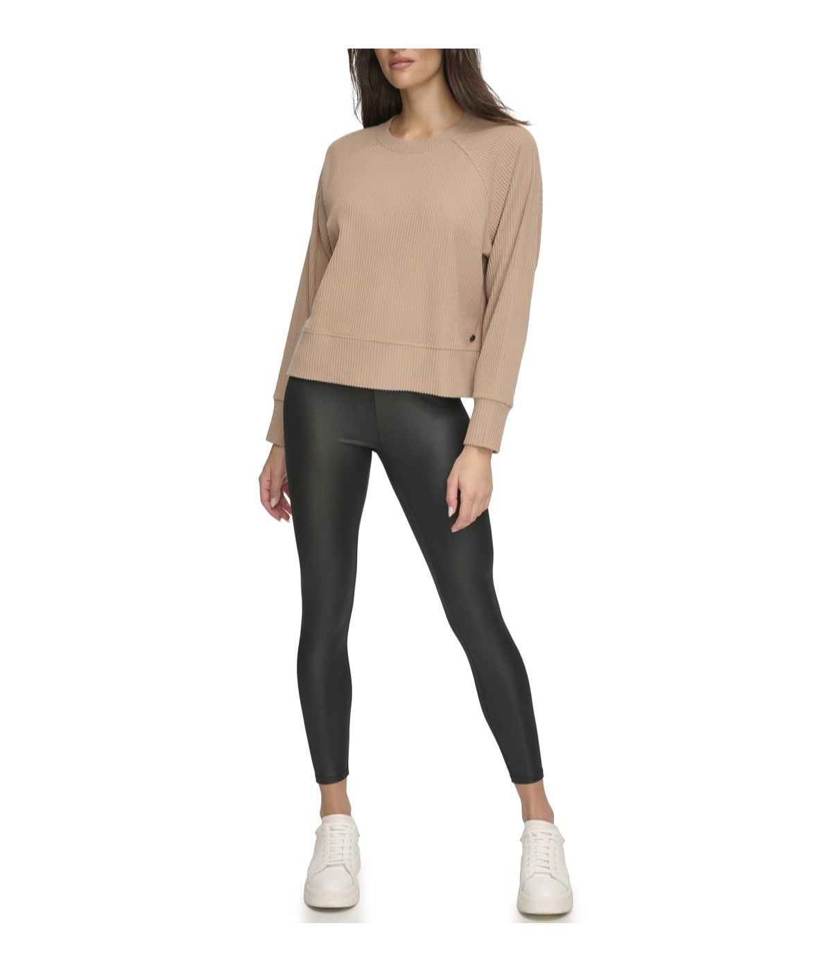 Andrew Marc Women's Brushed Rib Pullover Camel