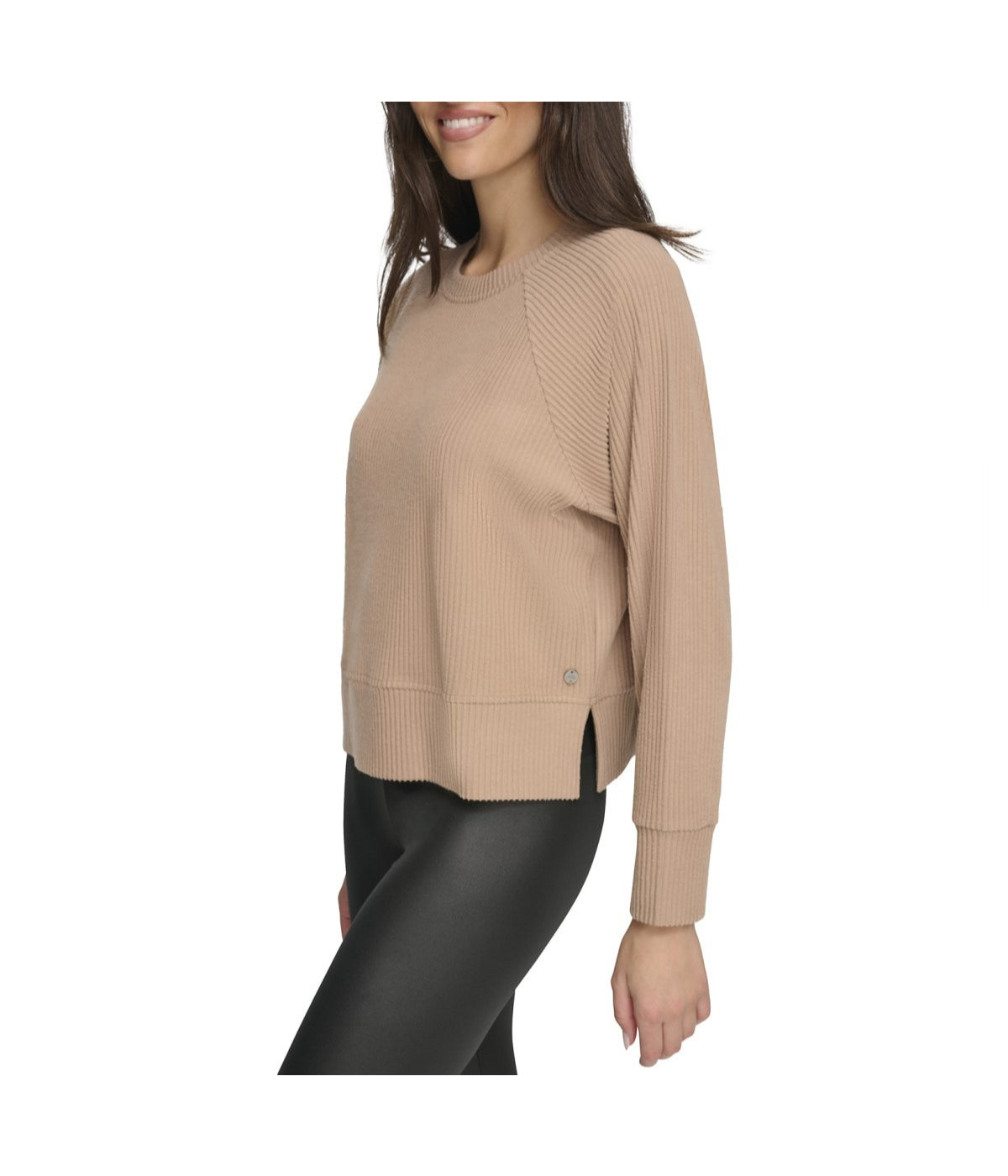 Andrew Marc Women's Brushed Rib Pullover Camel