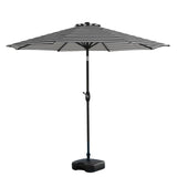 9 ft Outdoor Patio Market Table Umbrella with Square Plastic Fillable Base