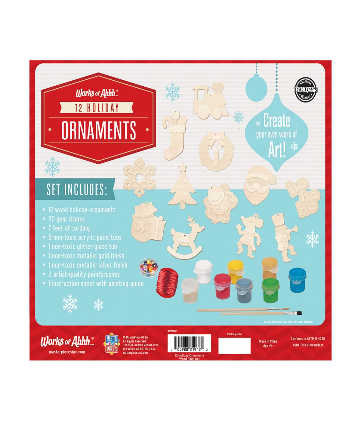 Works of Ahhh... Wood Painting Kit - 12 Holiday Ornaments Multi