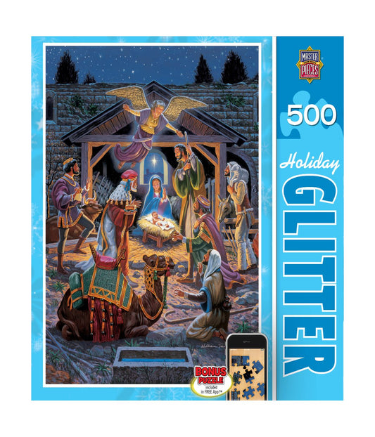 Holiday Glitter Puzzle - Holy Night: 500 Pcs Multi