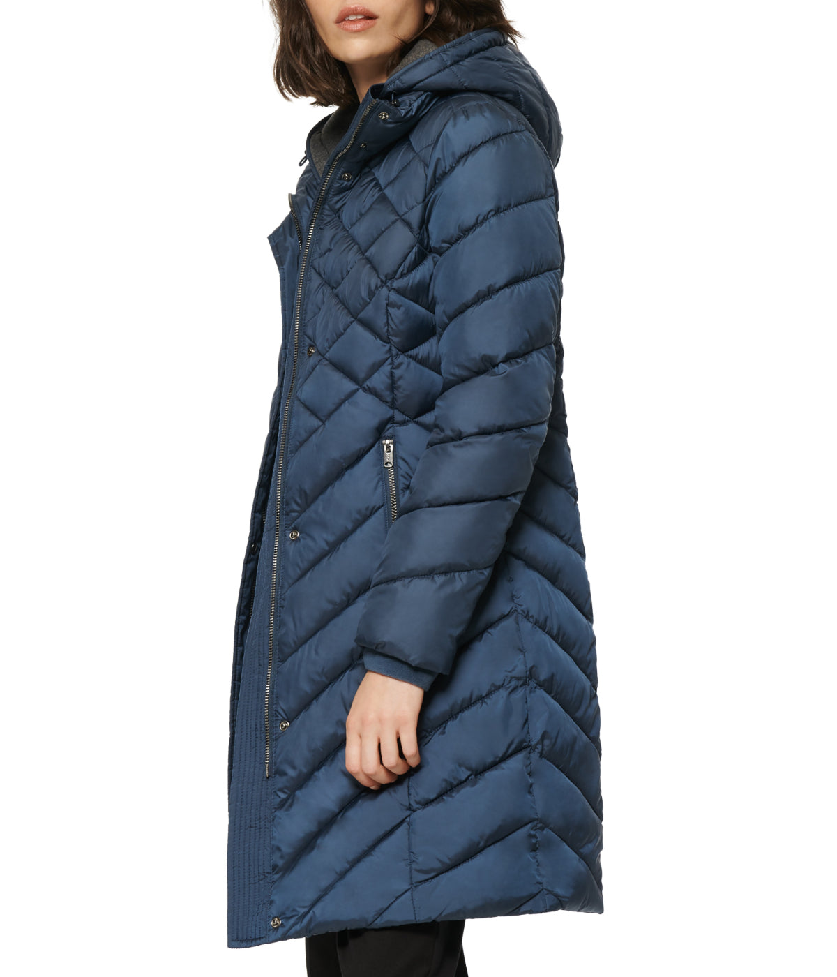 Elara Slim Puffer Steel Blue