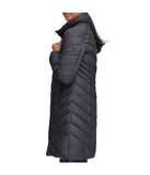 Odessa Faux Down Fill Jersey Trim Quilted Coat Black