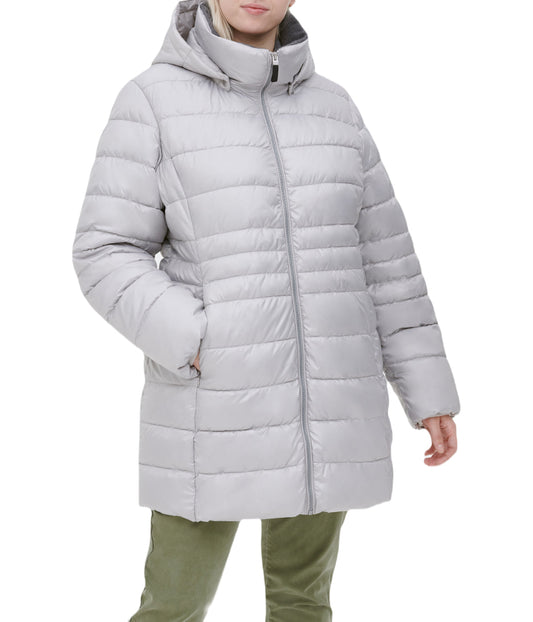 Windsor Faux Parka Plus Size Light Grey