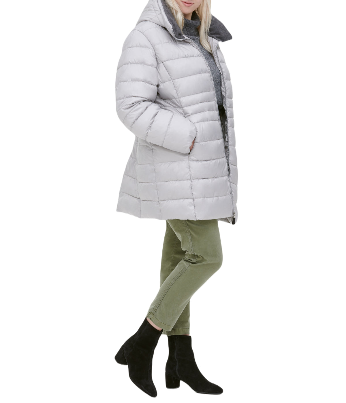 Windsor Faux Parka Plus Size Light Grey