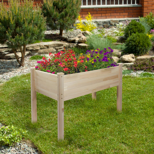 Wood Raised Garden Bed Planter Box with Liner