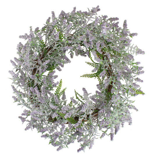 Lavender & Leaves Faux Floral Wreath, 22"