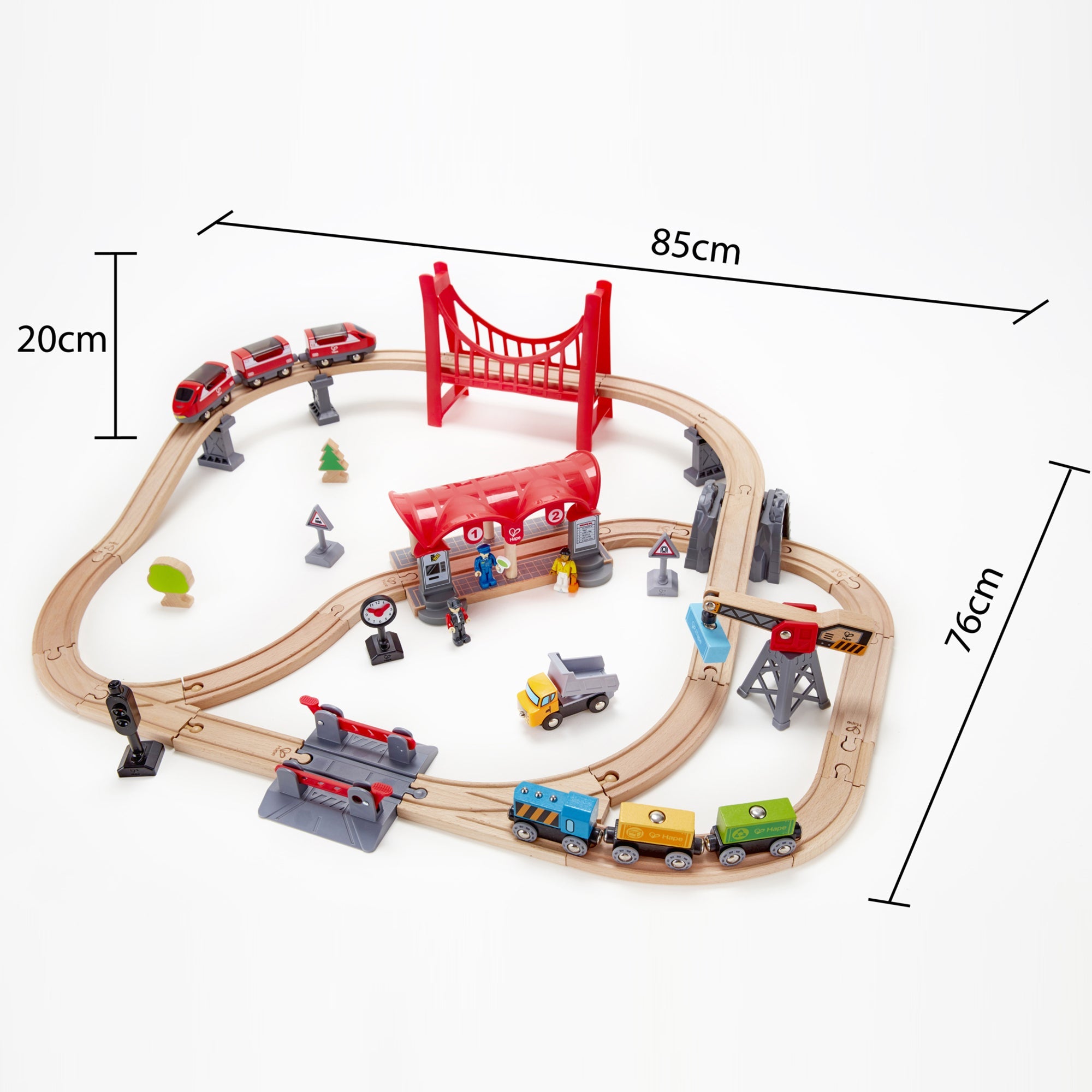 Hape Wooden Busy City Train Set, 51 Pieces