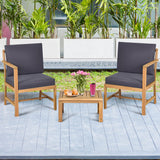 3 in 1 Patio Table Chairs Set Solid Wood Set