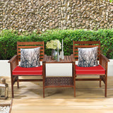 Acacia Wood Loveseat Conversation Set