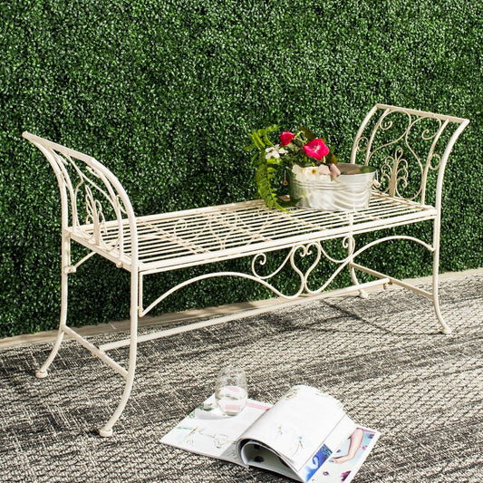 Adina Wrought Iron Outdoor Garden Bench