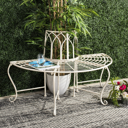 Abia Wrought Iron Outdoor Tree Bench