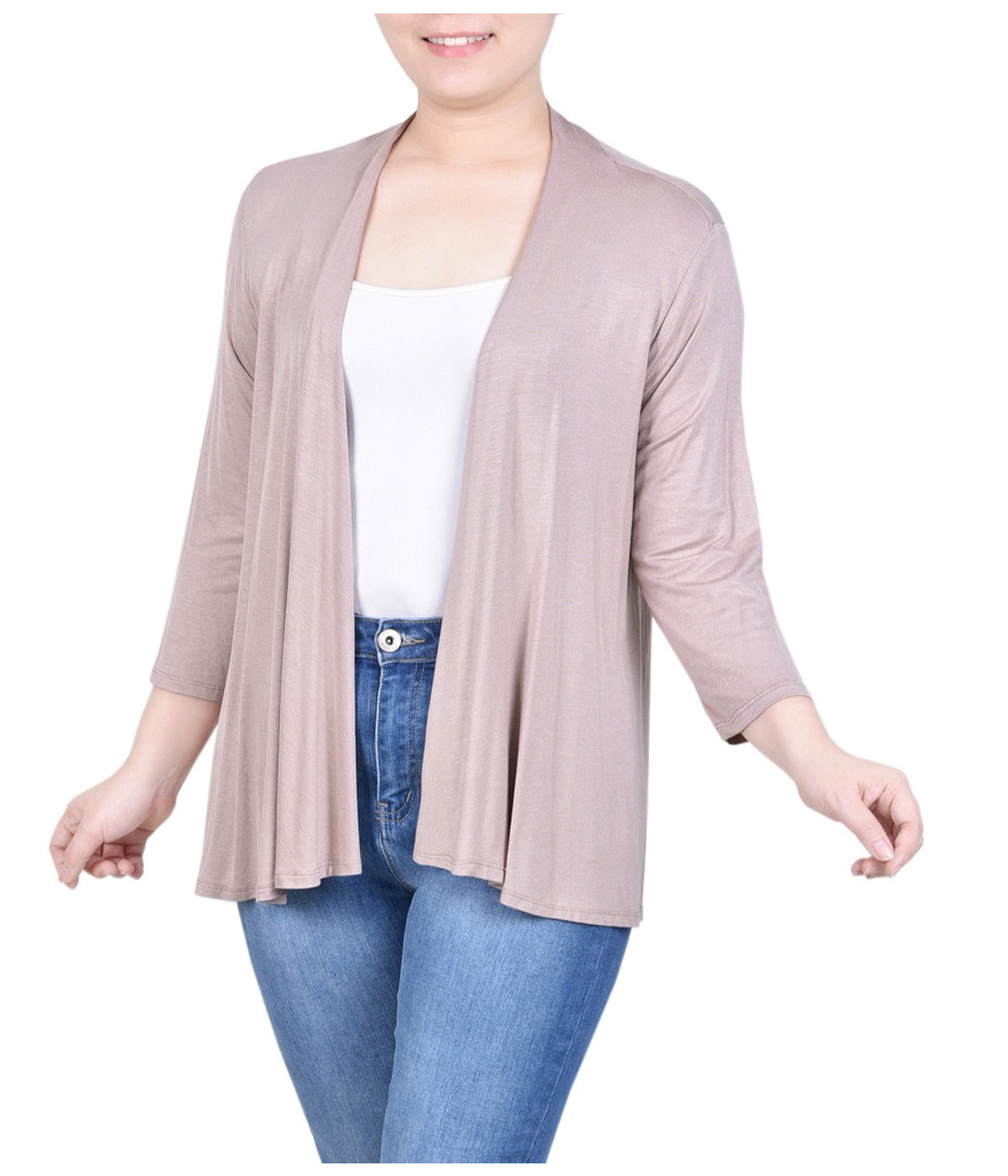 Petite 3/4 Sleeve Solid Cardigan