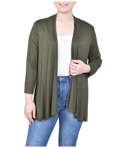 Petite 3/4 Sleeve Solid Cardigan