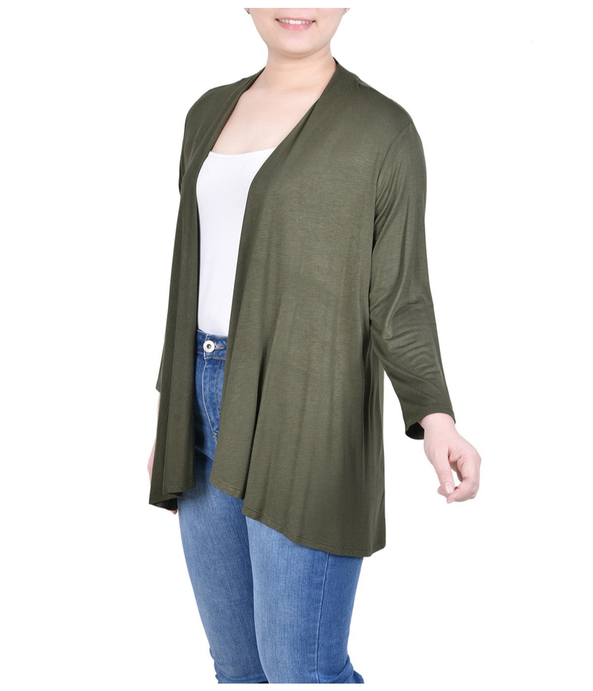 Petite 3/4 Sleeve Solid Cardigan