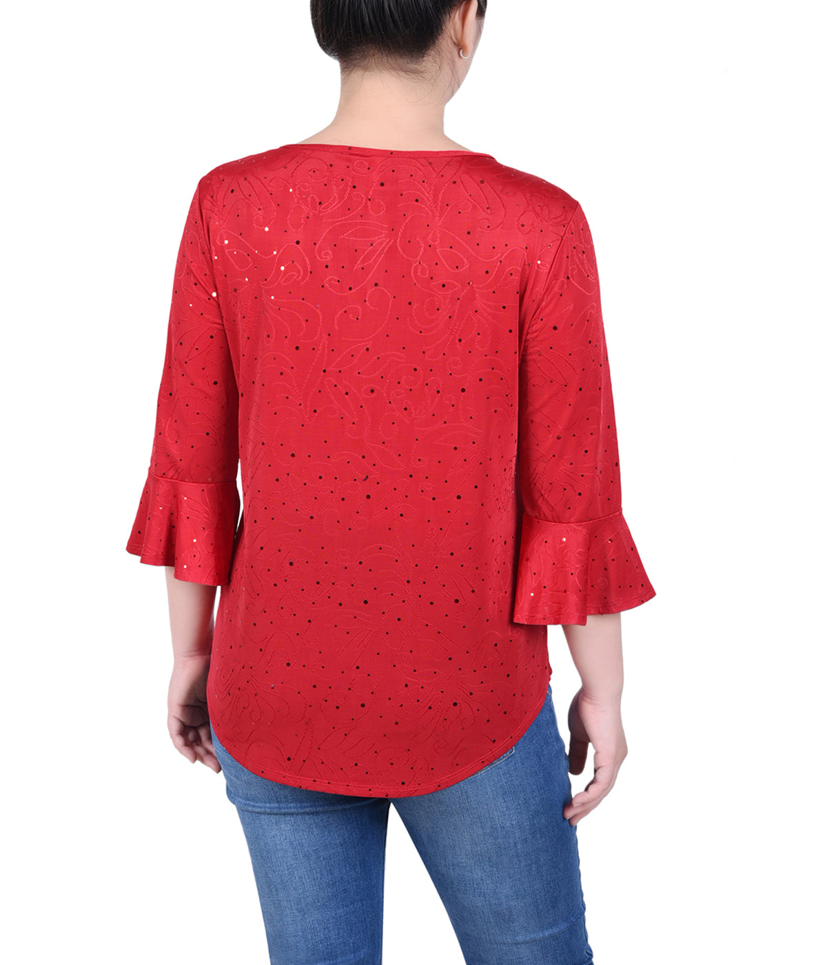 Petite 3/4 Bell Sleeve Top With Hardware