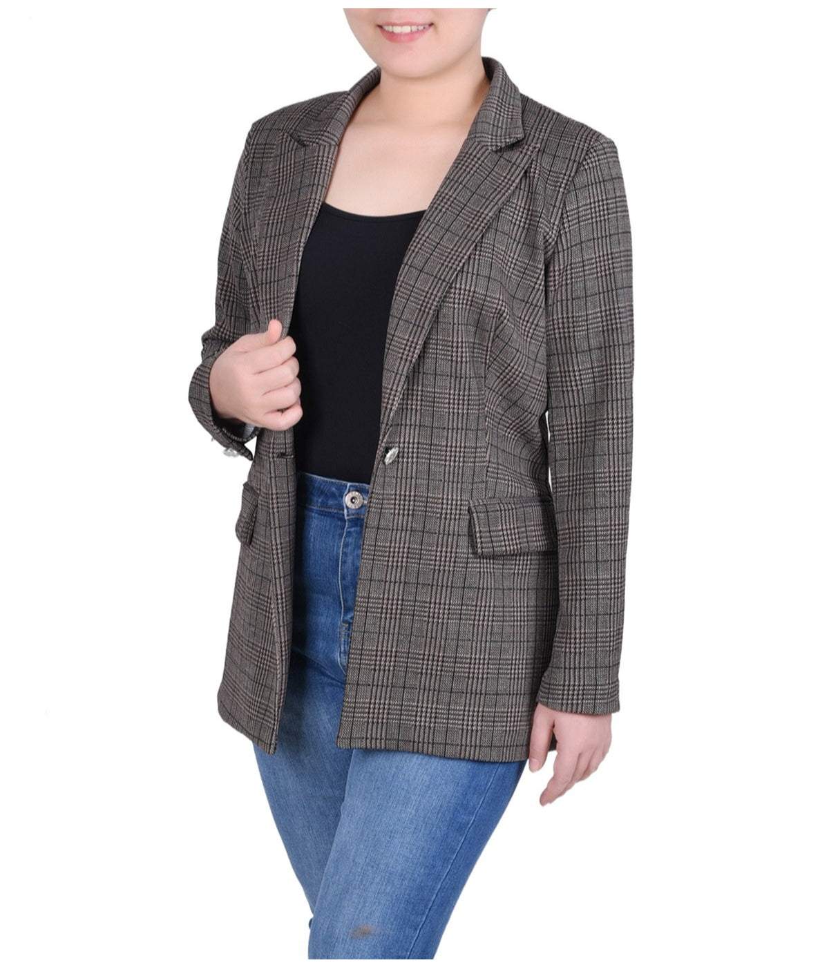 Petite Long Sleeve Ponte Jacket 1