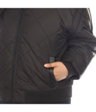 Plus Size Lightweight Diamond Quilted Puffer Bomber Jacket Black