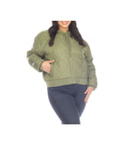 Plus Size Lightweight Diamond Quilted Puffer Bomber Jacket Olive