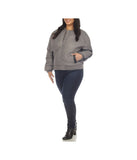 Plus Size Lightweight Diamond Quilted Puffer Bomber Jacket Grey