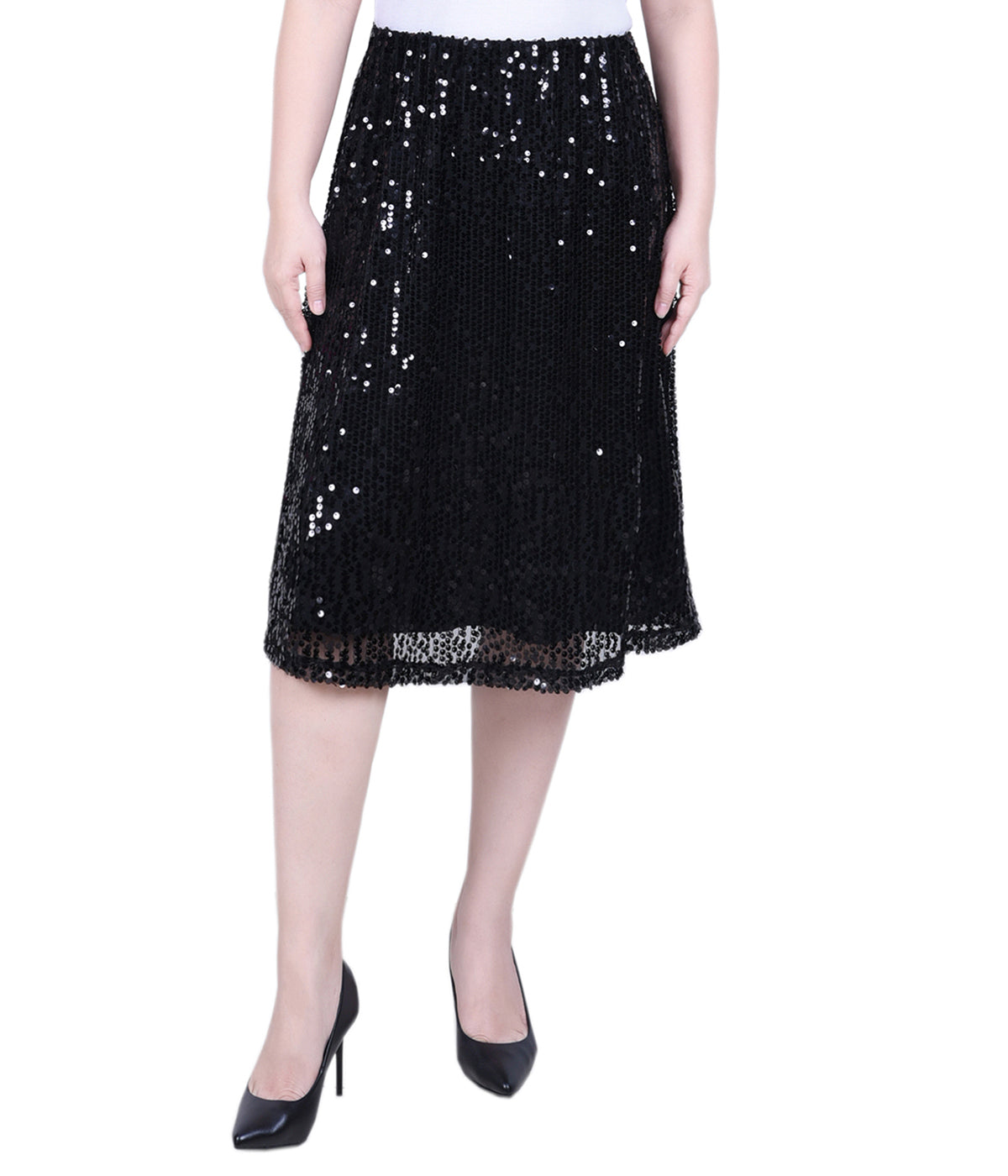 Petite Knee Length Sequined Skirt