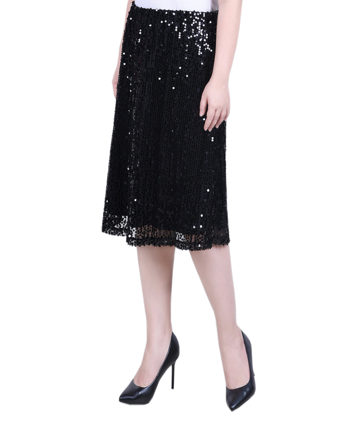 Petite Knee Length Sequined Skirt