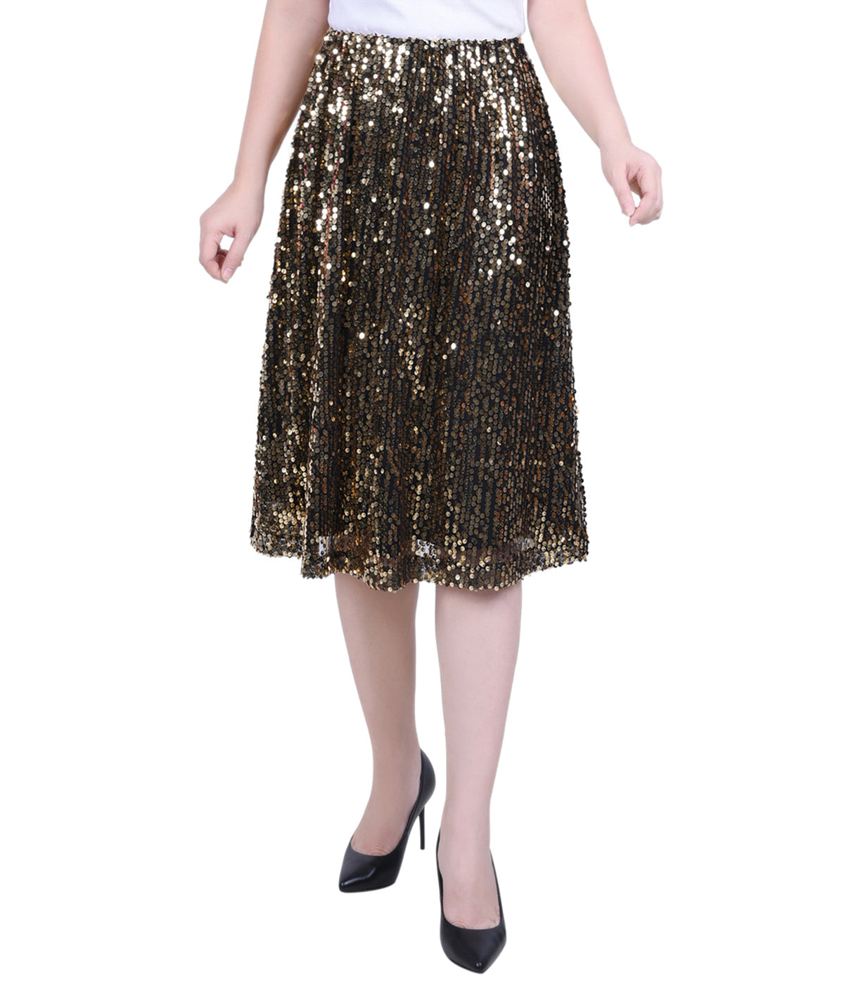 Petite Knee Length Sequined Skirt