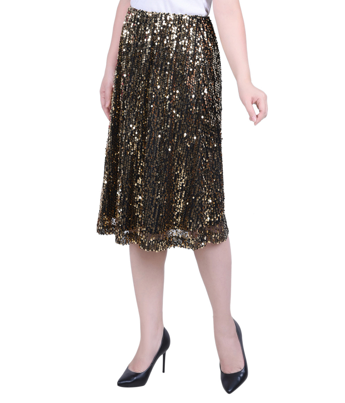 Petite Knee Length Sequined Skirt