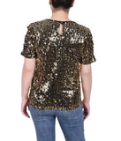 Petite Short Sleeve Sequined Top